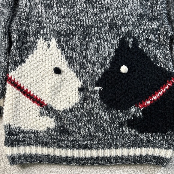 Vtg COLLAGE By Hand Knit Black/White Scotty Dog Thick Acrylic Sweater Sz Large - Picture 2 of 12